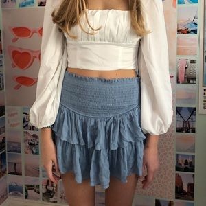Mustard seed blue ruffle skirt